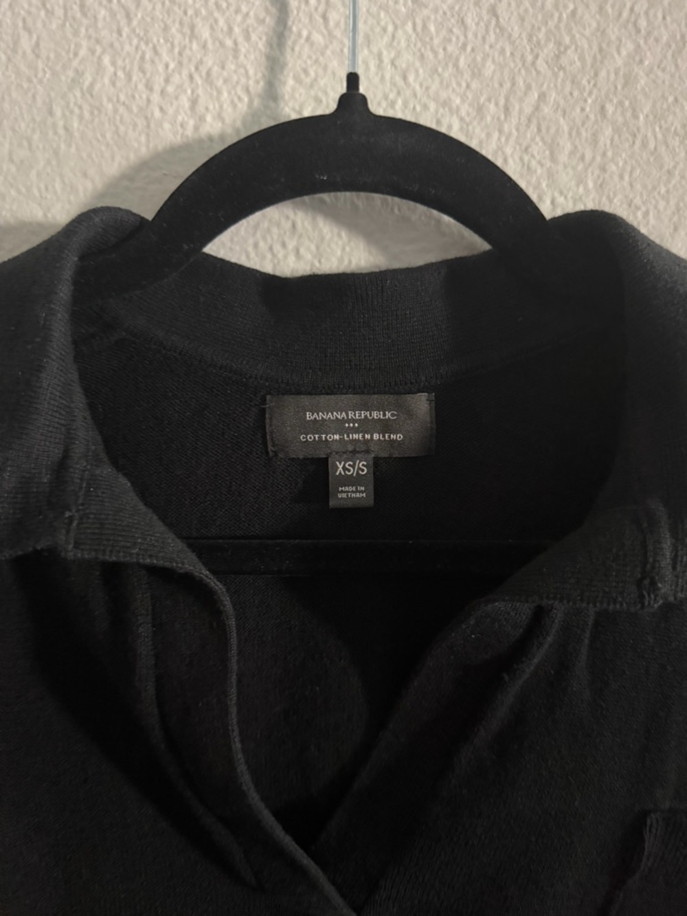 Banana Republic Black Johnny Collar Sweater Cotton-Linen Blend XXS oversized - Picture 3 of 6